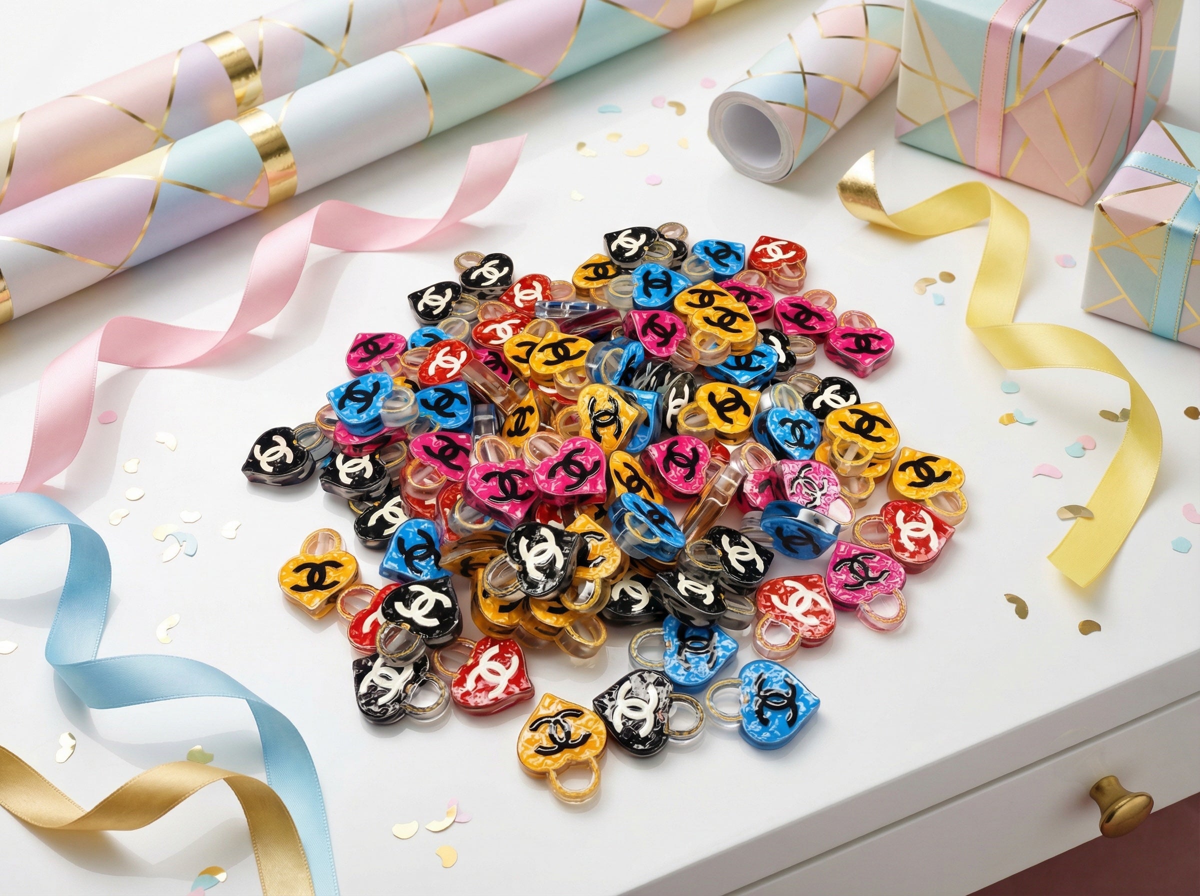 CC Heart Lock Focal Acrylic Beads Secondary image