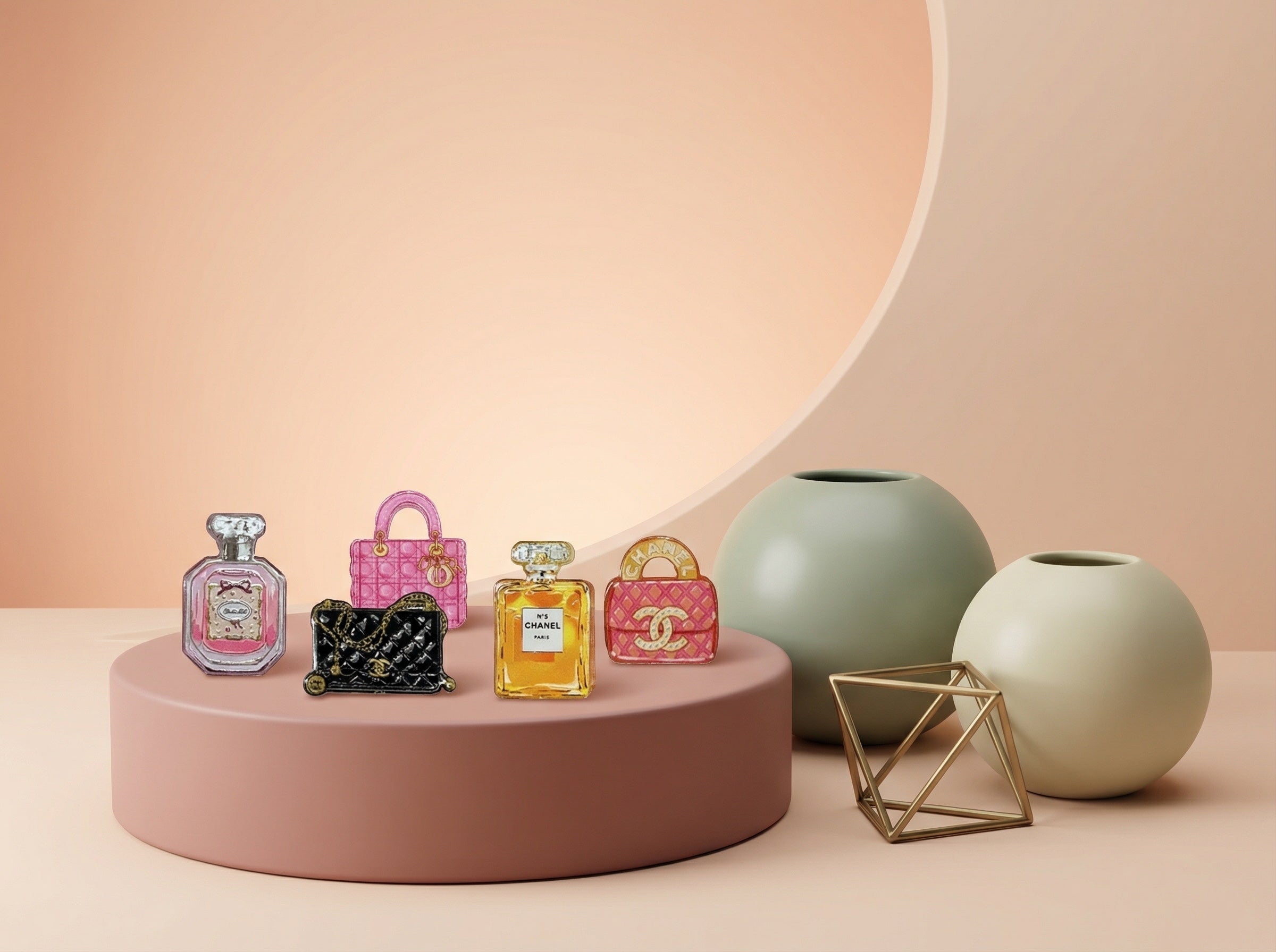 CC Designer Bottles and Bags Focal Acrylic Beads Main image