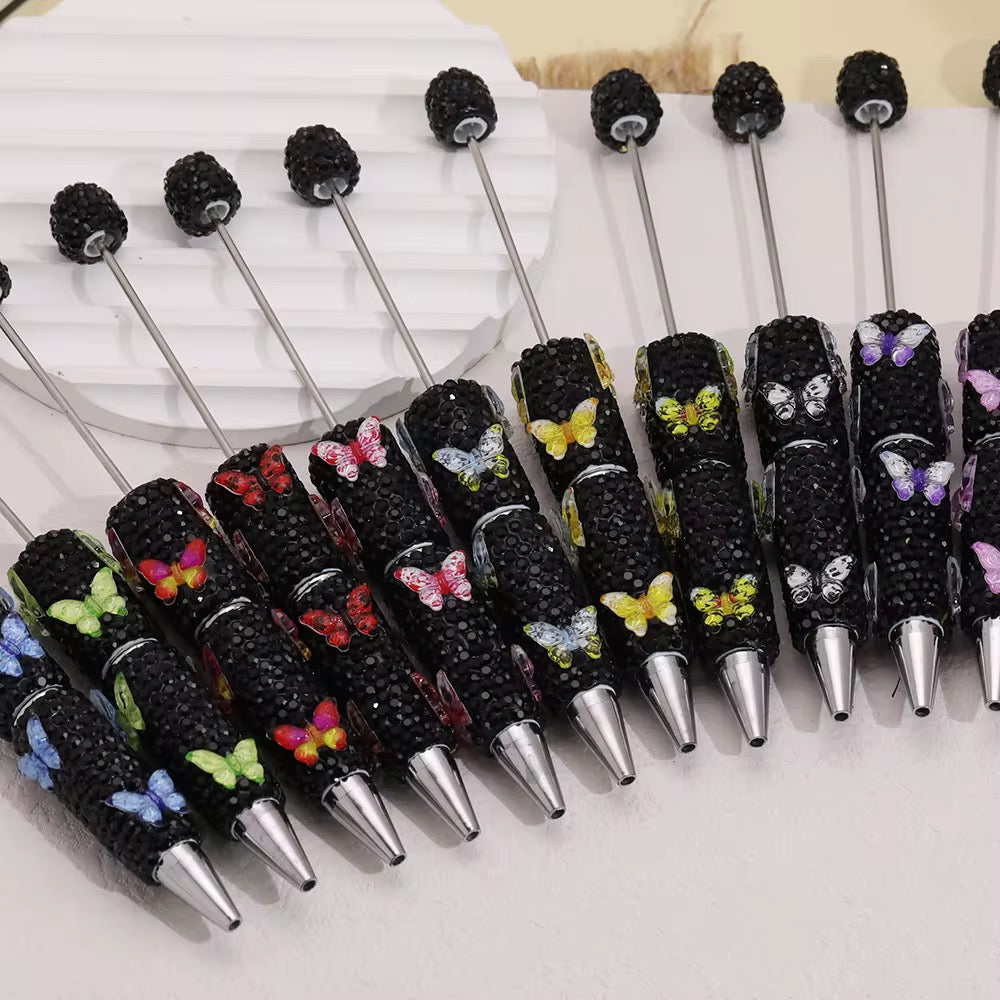 Butterfly Black Rhinestone Clay Pen Bundle