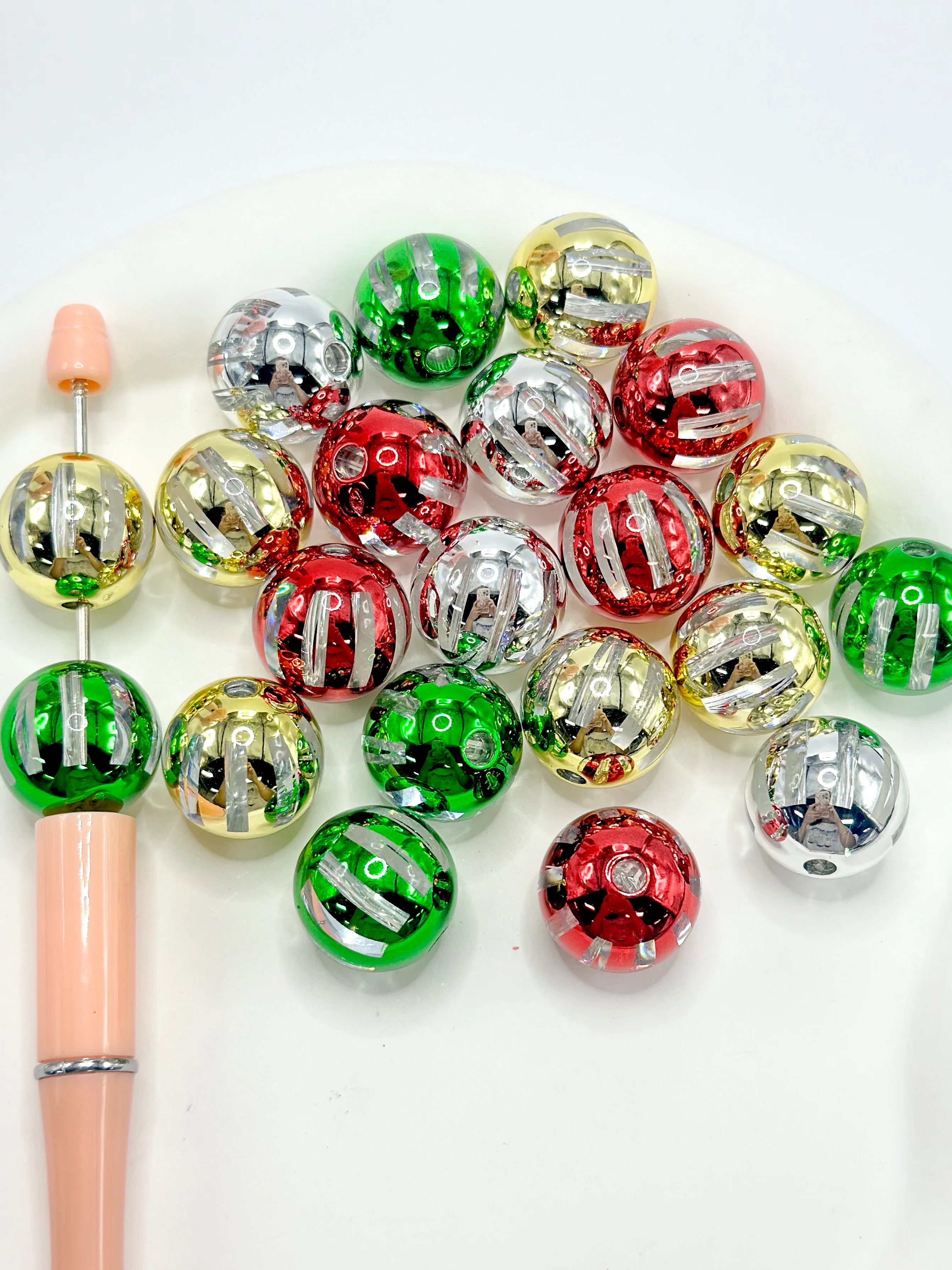 16mm Metallic Foil Striped Christmas Mix