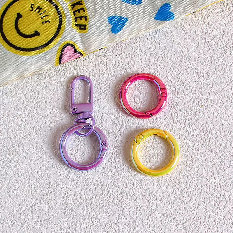 1” Circle Spring Snap Hood For Keyrings and Keychains in AB Bright Colors (20 pcs)🫶🏽