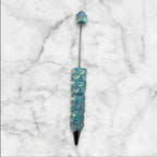 Beadable Clay Pen with Aurora Hearts & AB Rhinestones Valentine's Day Love Theme