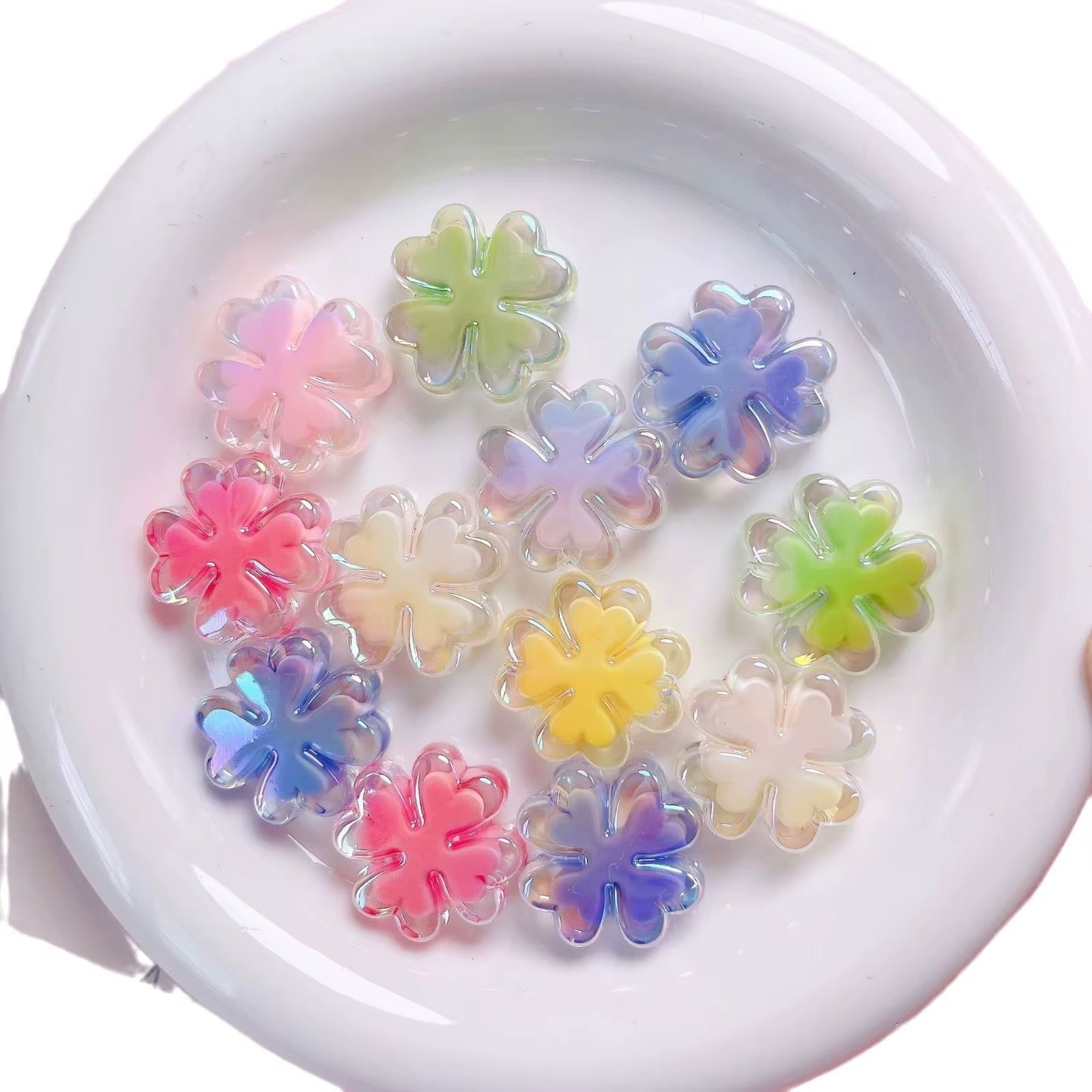 25mm AB Clover Shaped Beads (5pcs)-J3