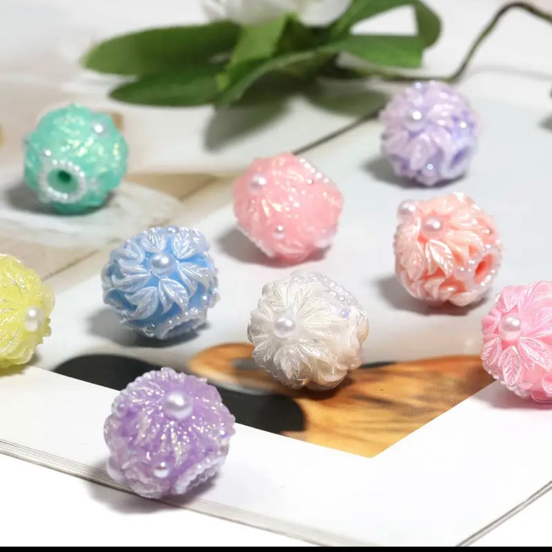 17mm Rose Fancy Bead (Light Colors) (5pcs) Main image