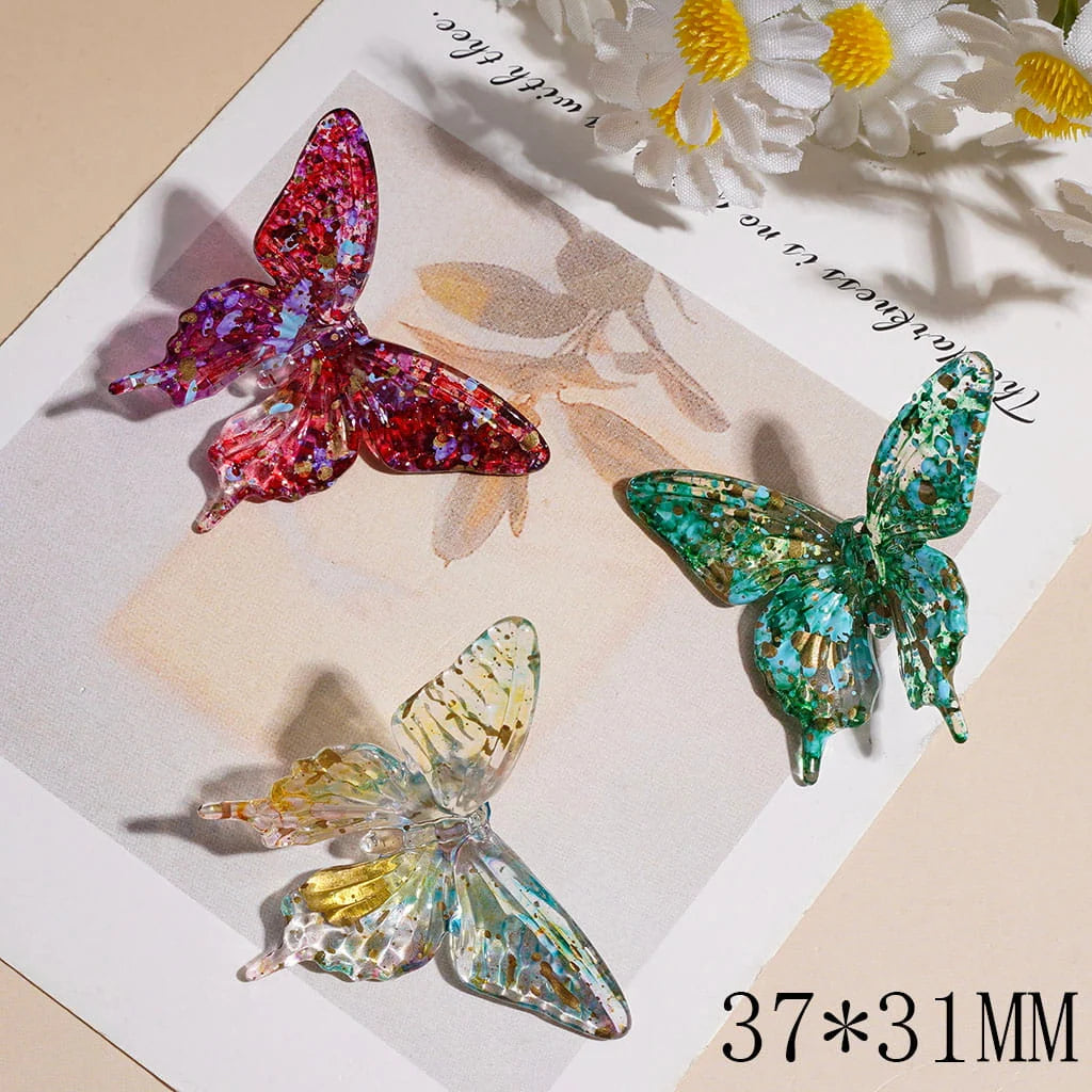 Water Paint Art Clear Butterfly Focal Bead Clear Mix (10Pcs)