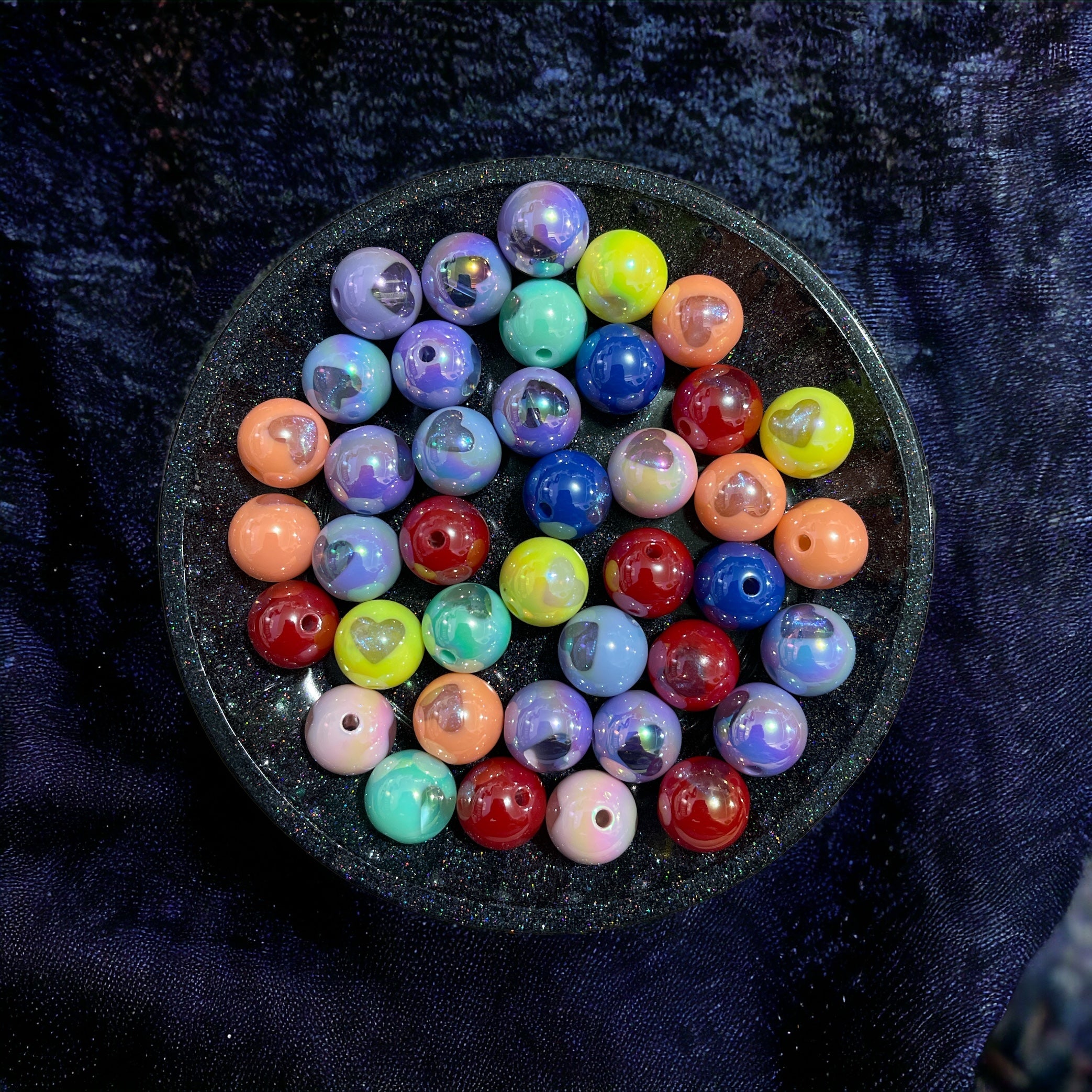 16mm AB Galaxy Hearts Bead Mix Secondary image