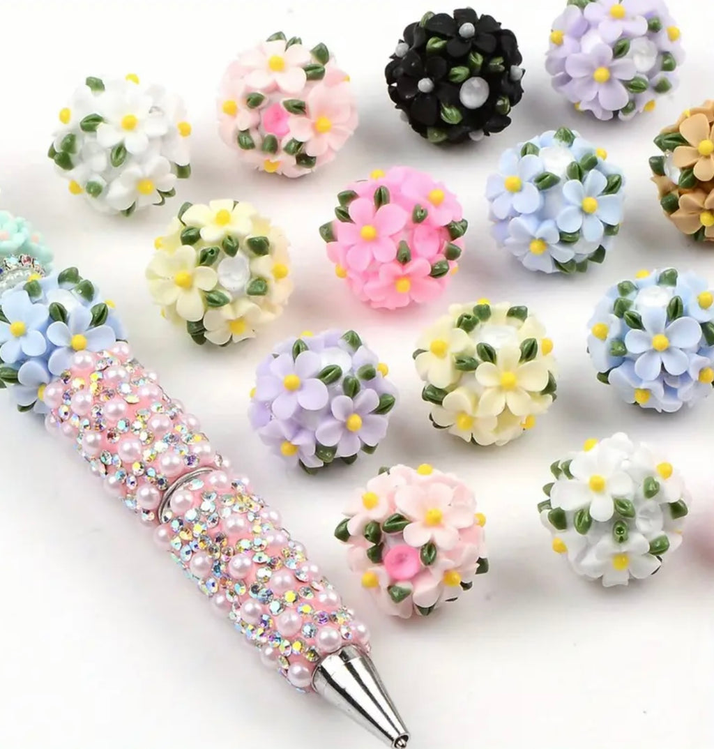 16mm Fancy Clay Daisy and Stone Beads-S6