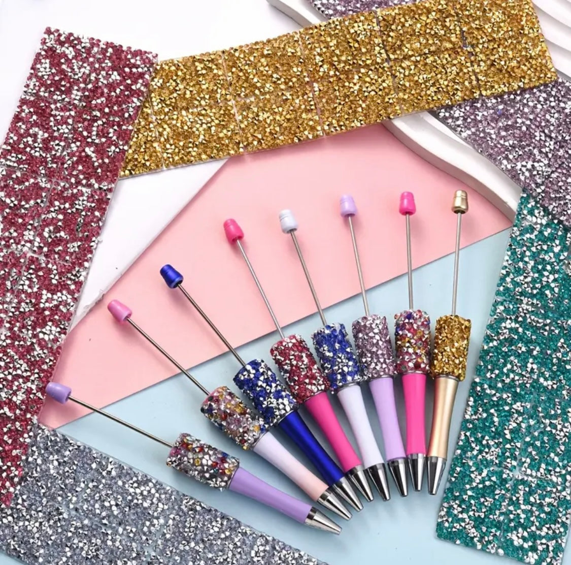 4pcs Rhinestone and Giltter Pen Wraps Strips Main image