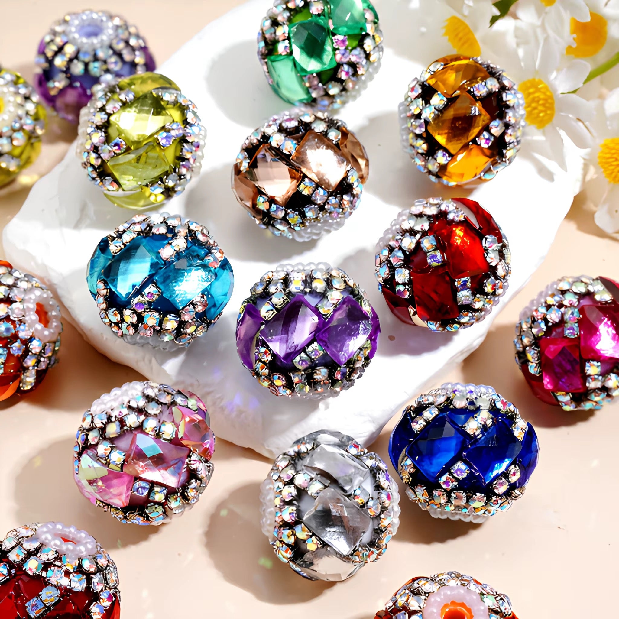 20mm  Big Rectangle Rhinestone Fancy Beads (5pcs) Secondary image