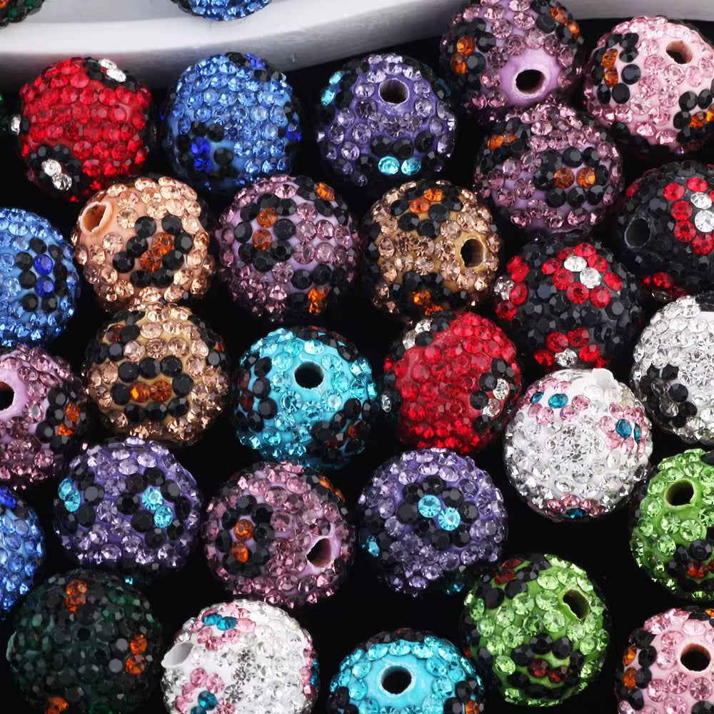 18mm Rhinestone Print Beads (5pcs)-U11 Secondary image