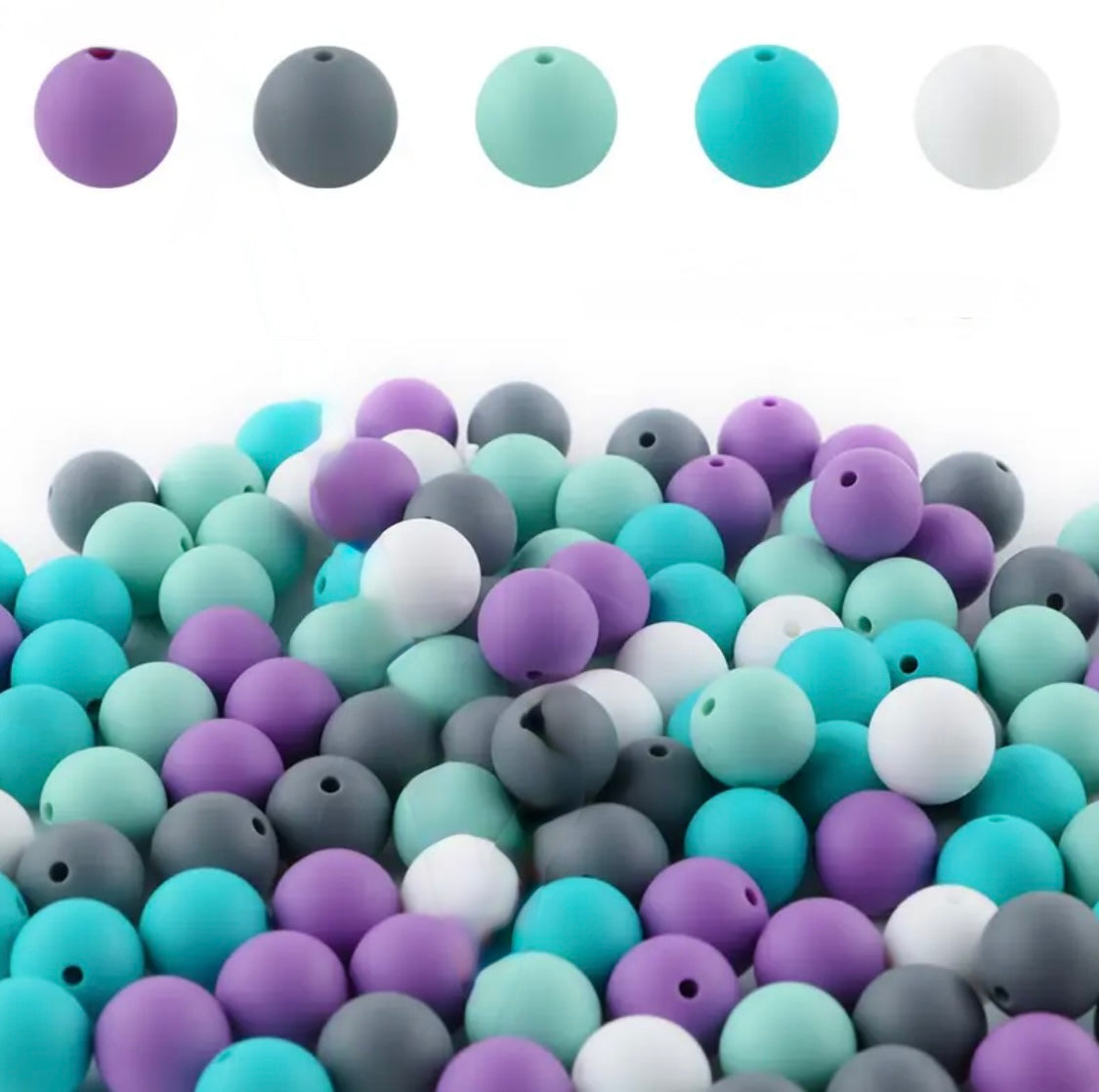 15 mm Silicone Peacock Colored Beads Mix-X5