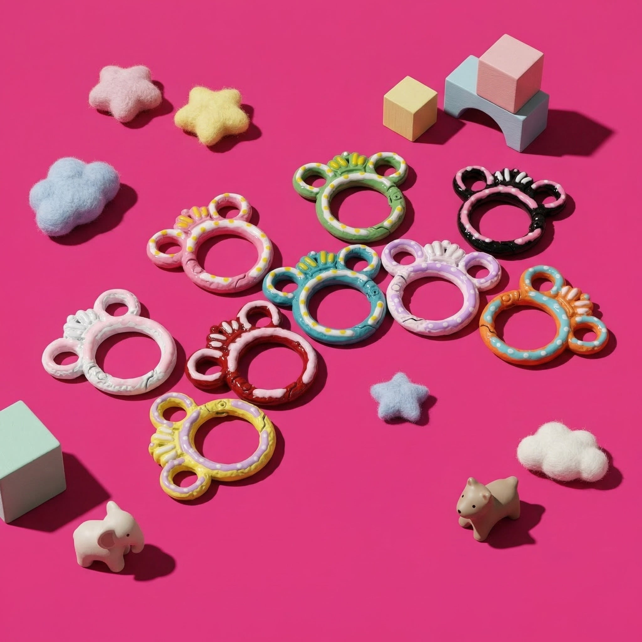 Mouse Head Keychain Clamp Rings (10pcs) Secondary image