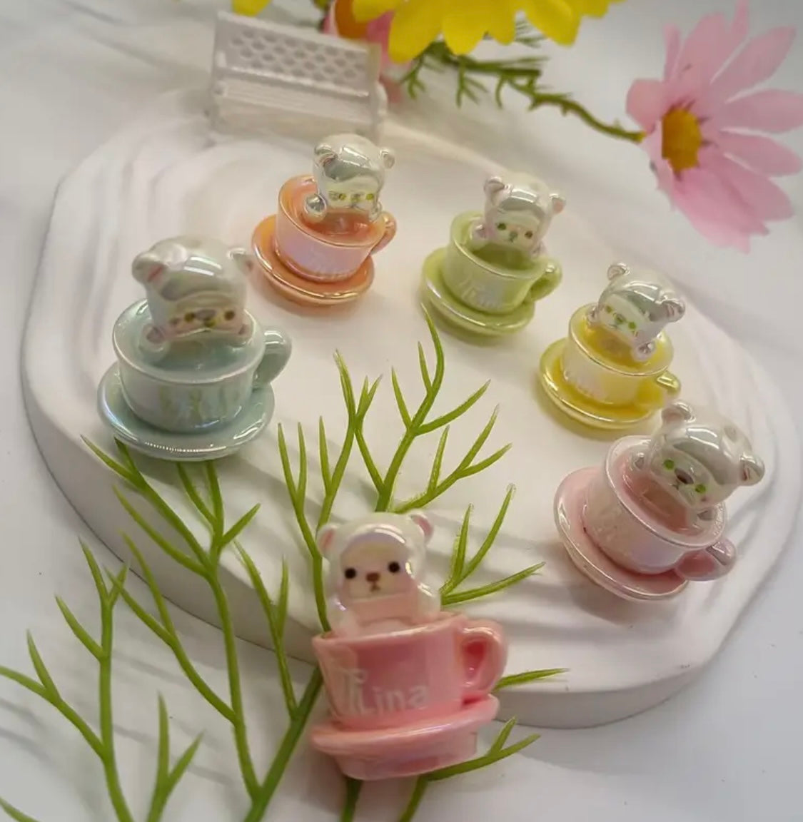 Cute Bear In Coffee Cup Resin Focal Main image