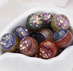 16mm Golden Line Glitter Embedded Round Beads