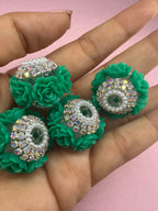 18mm Big Rose and Rhinestone Beads