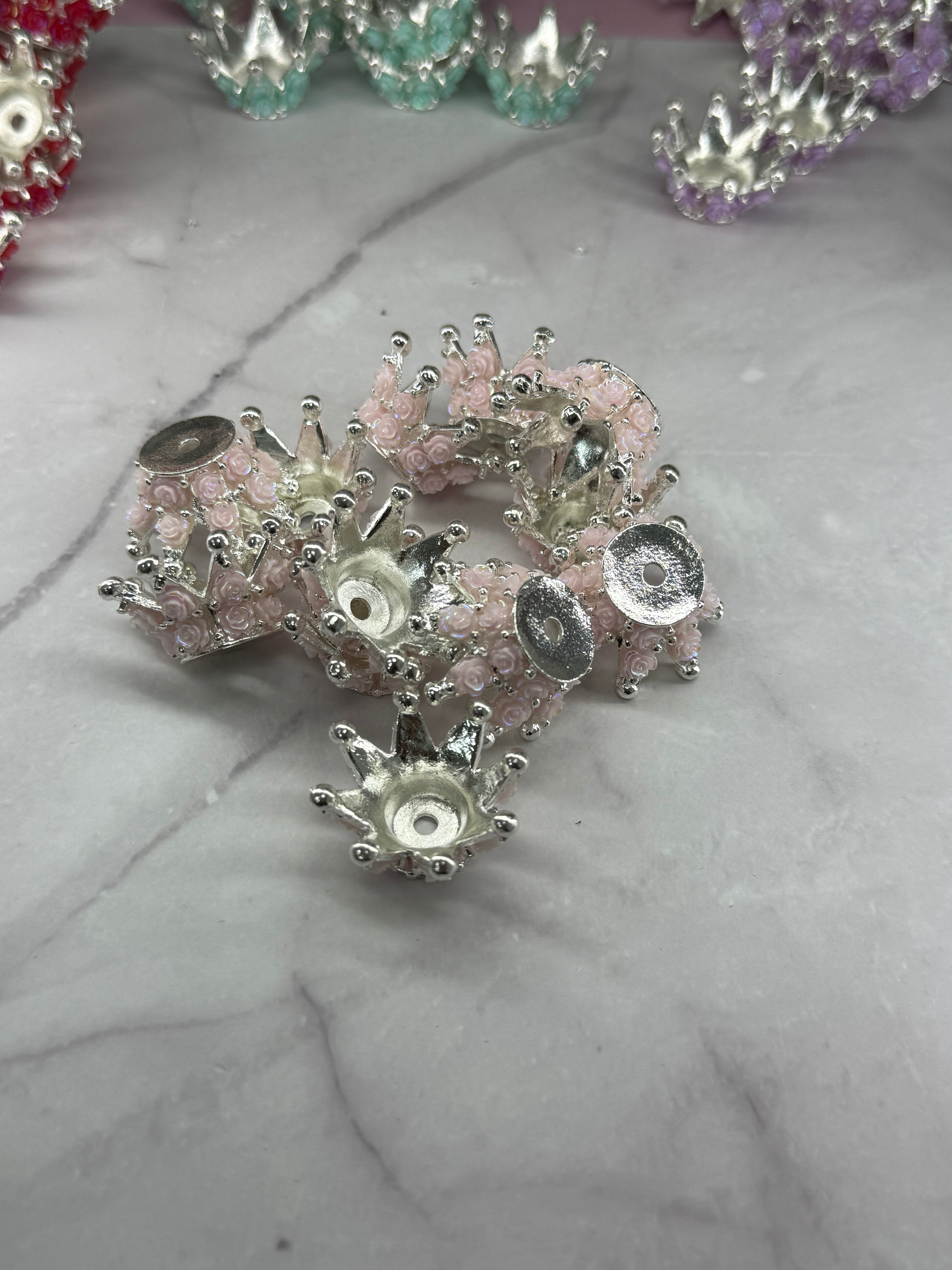 Rose Metal Alloy Crown Beads
