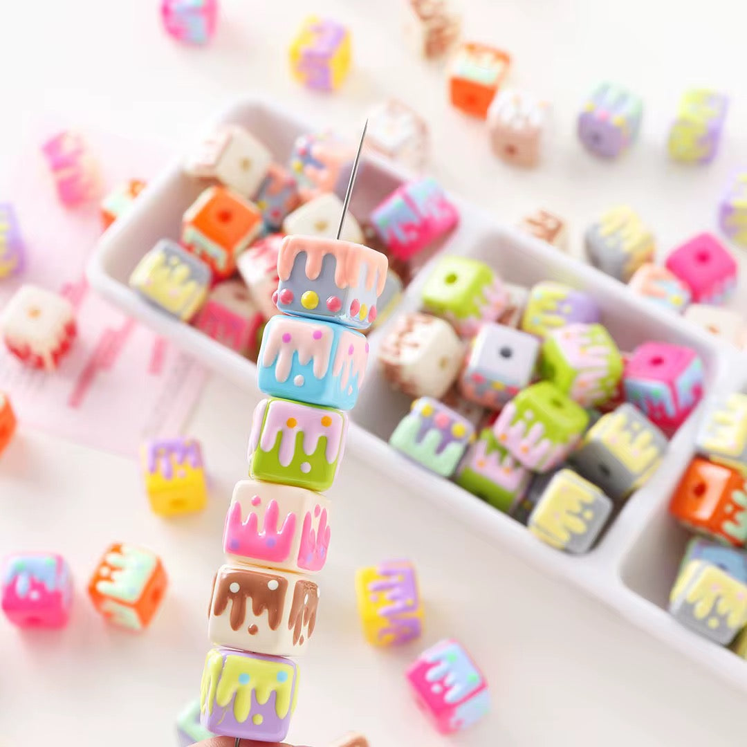 16 mm Paint Spill Cube  Beads Mix (5pc) Main image