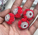18mm Big Rose and Rhinestone Beads
