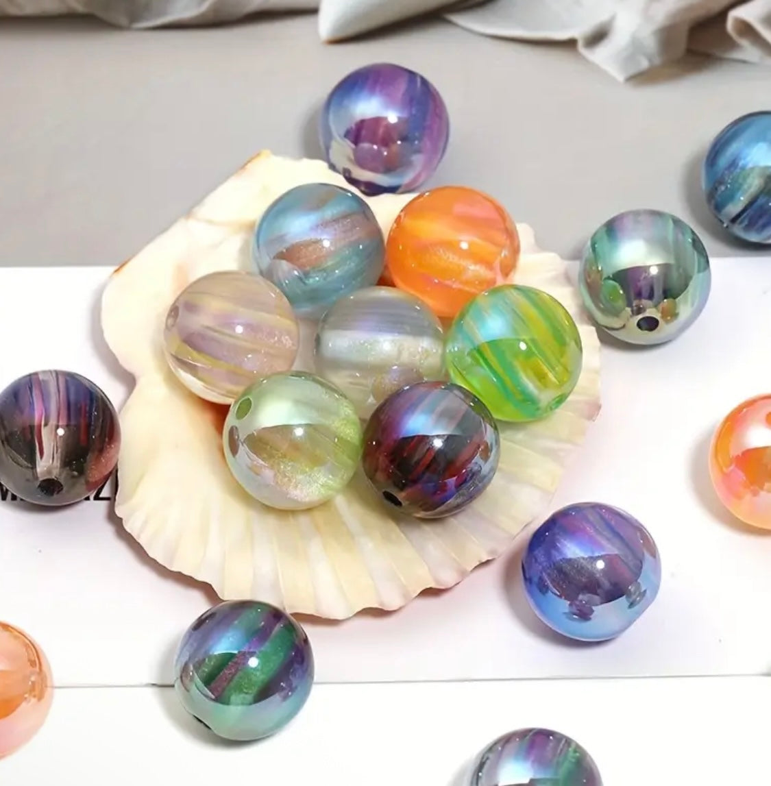 16mm Galactic Rainbow Beads