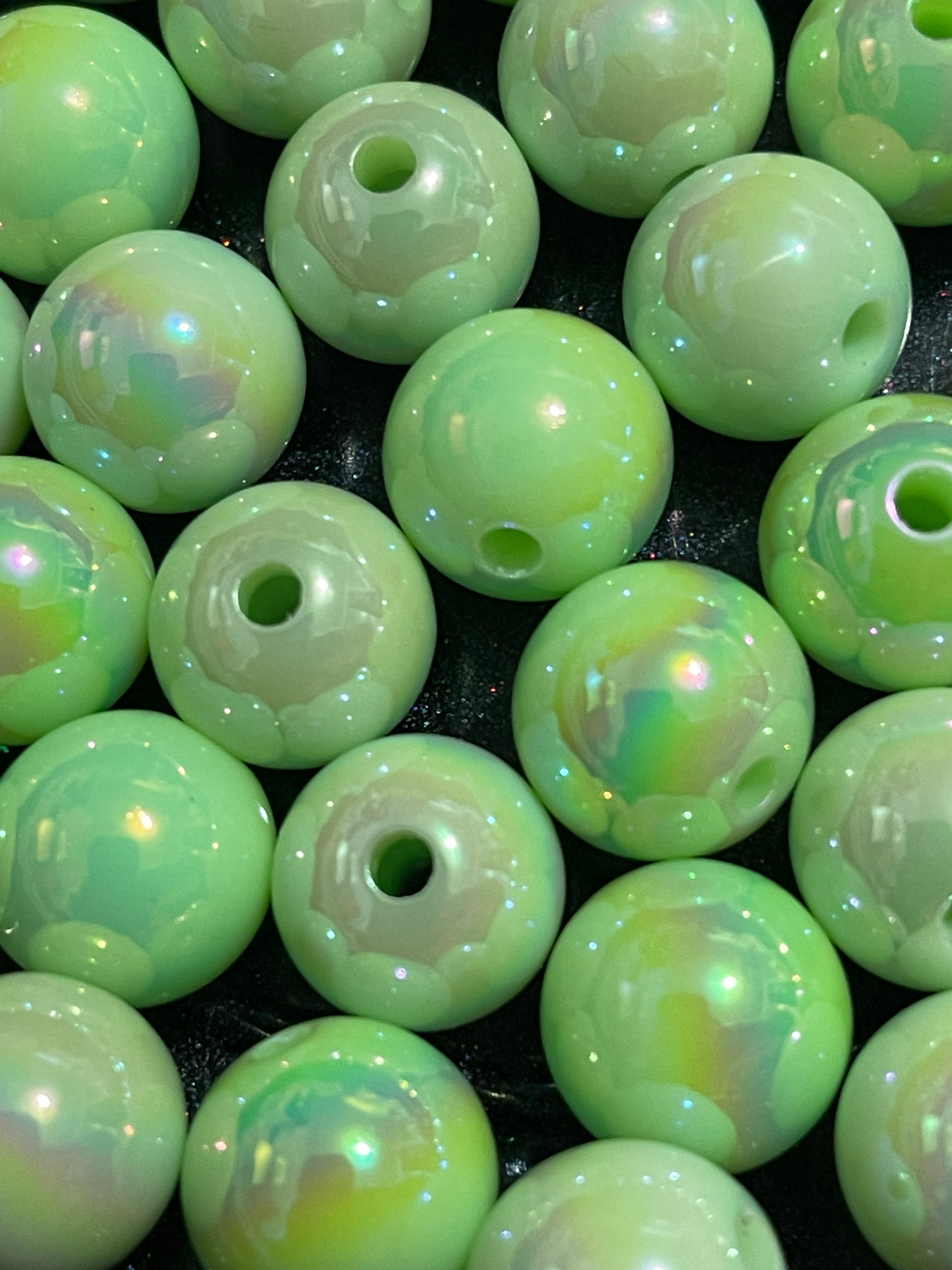16mm UV Covered Beads Key Lime Green Main image