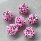 19mm Crowned Flower & Rhinestone Beads