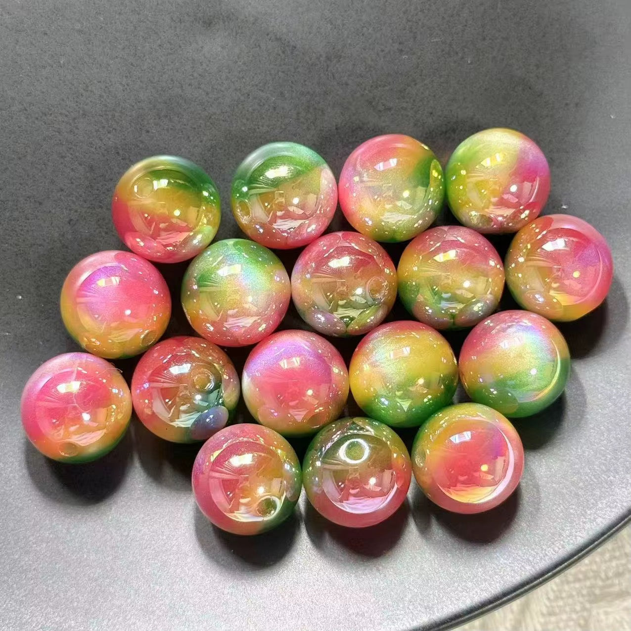 16mm Tricolor Luxury Beads- Red/Yellow/Green-F16