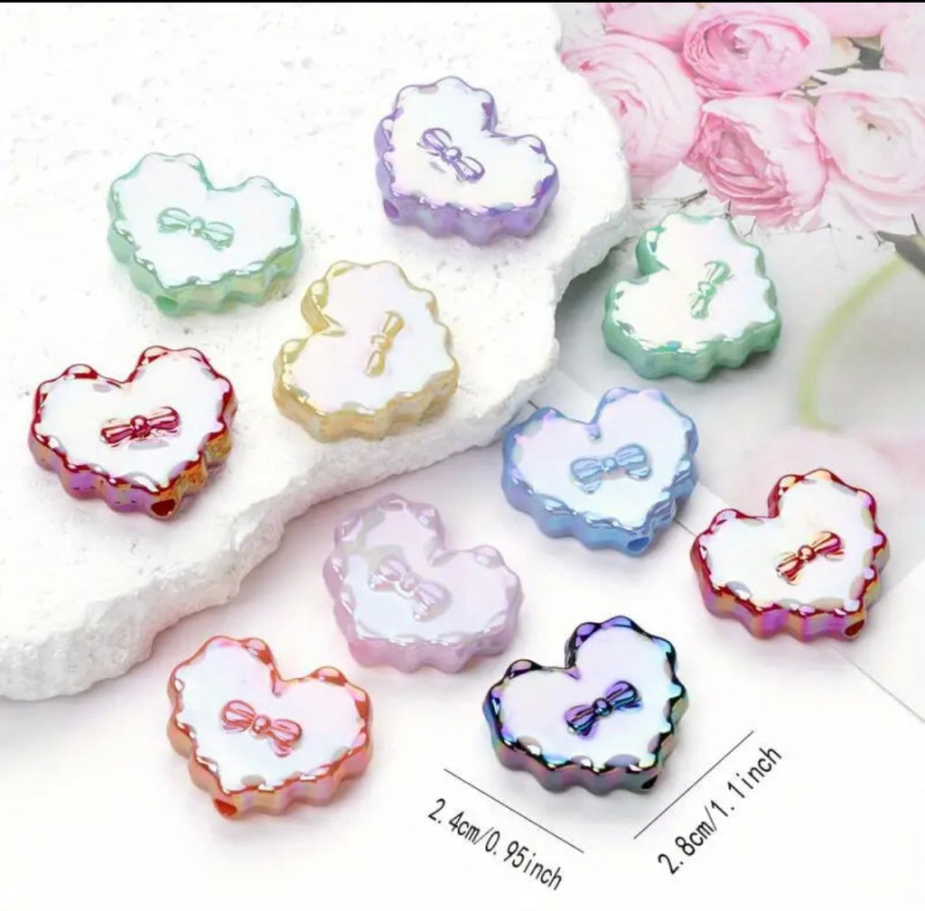 Wavy Heart Beads Mix-X7