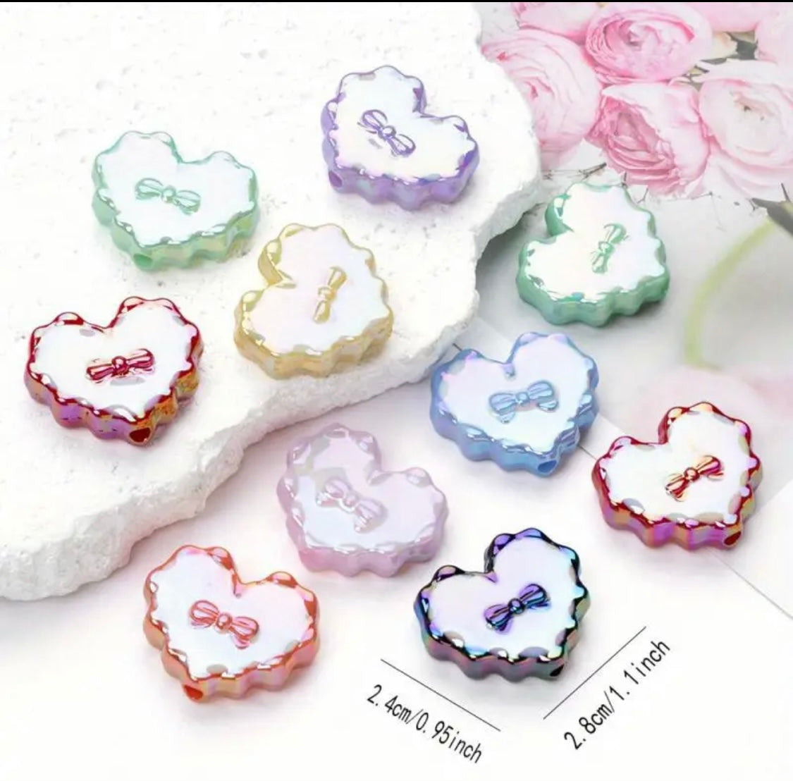 Wavy Heart Beads Mix-X7