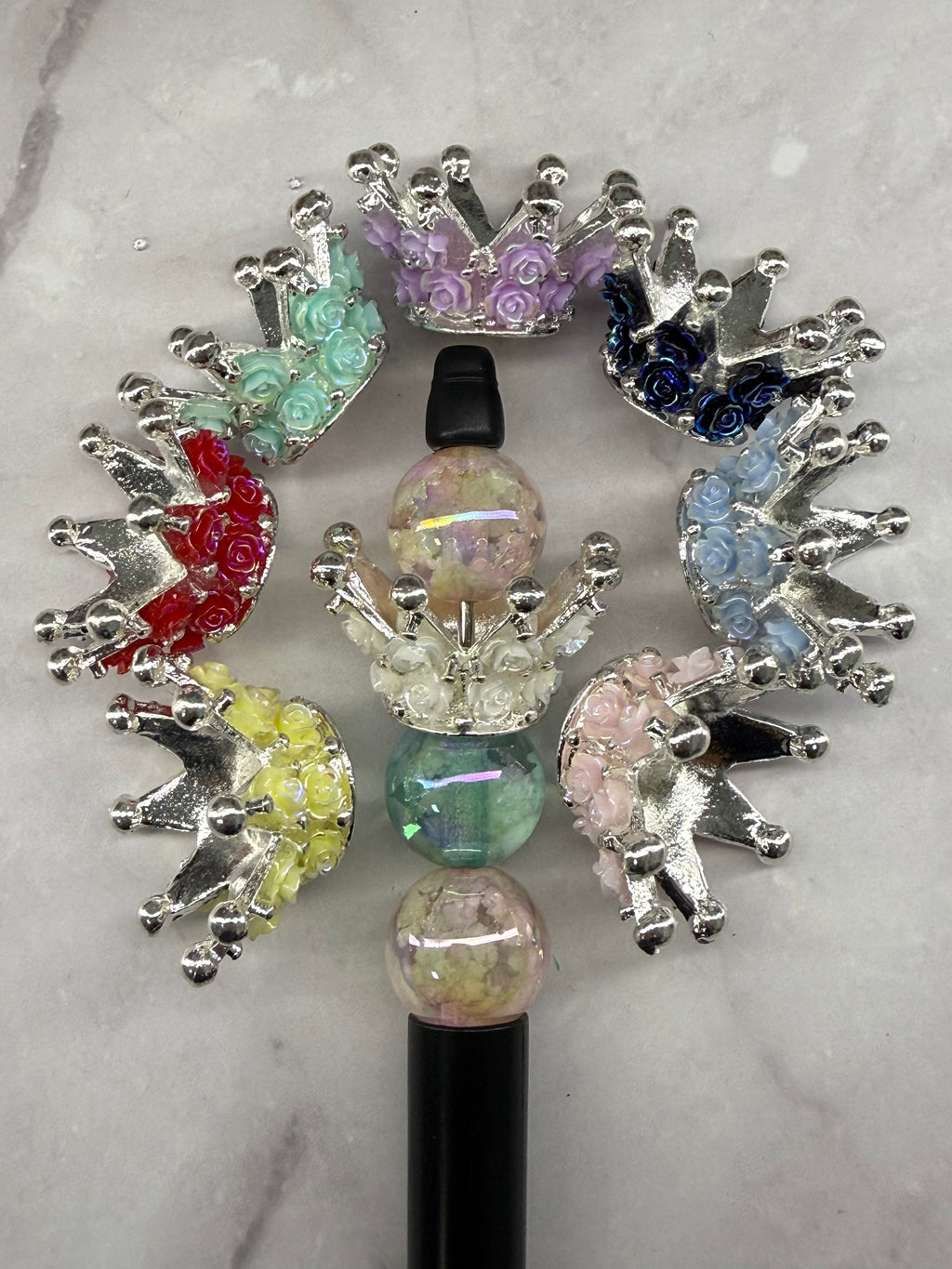 Rose Metal Alloy Crown Beads