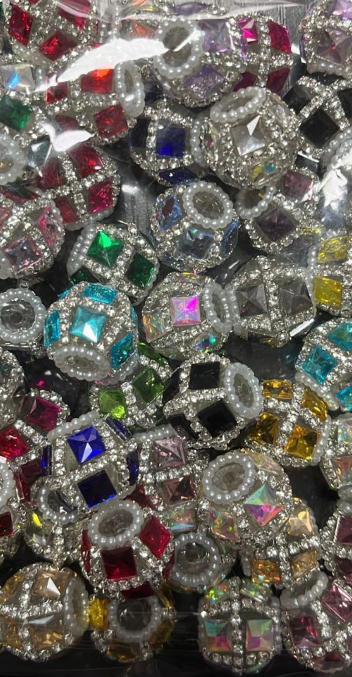 Square Rhinestone Crystal Fancy Beads (5pcs)
