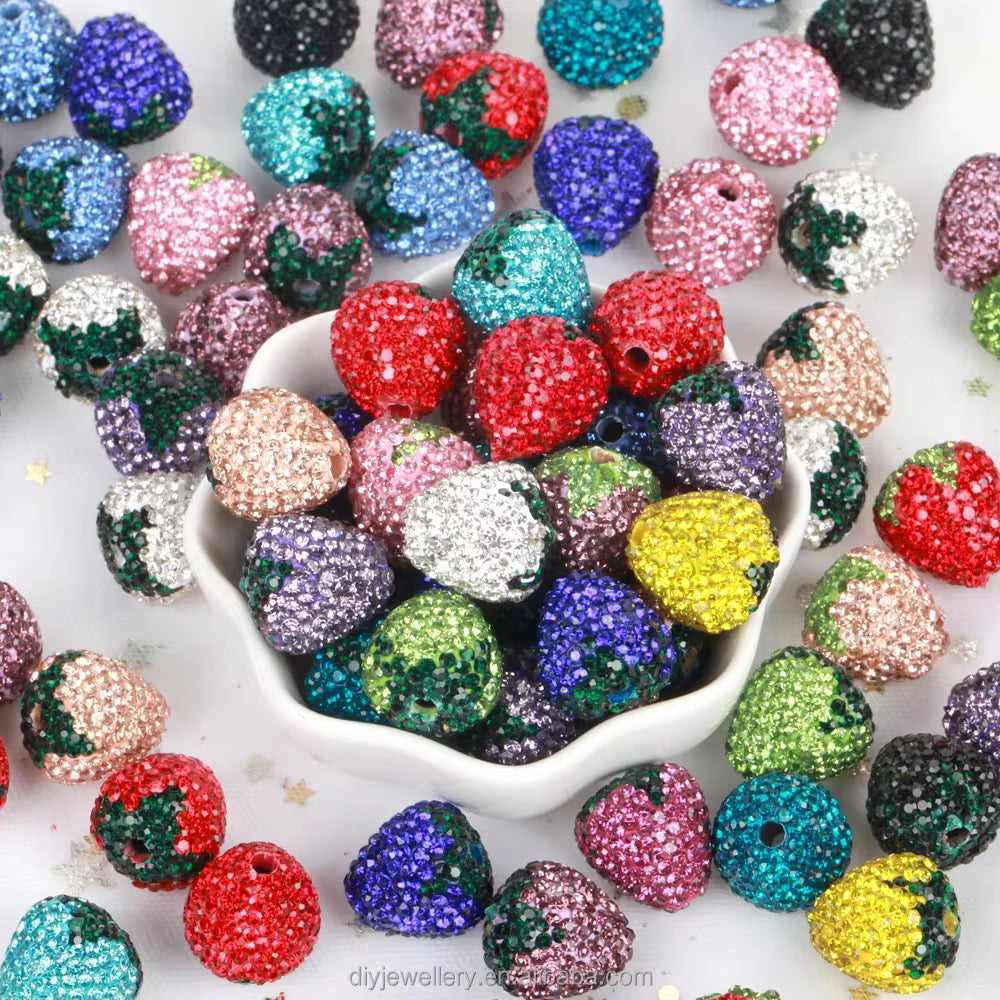 5pc Rhinestone strawberries Main image