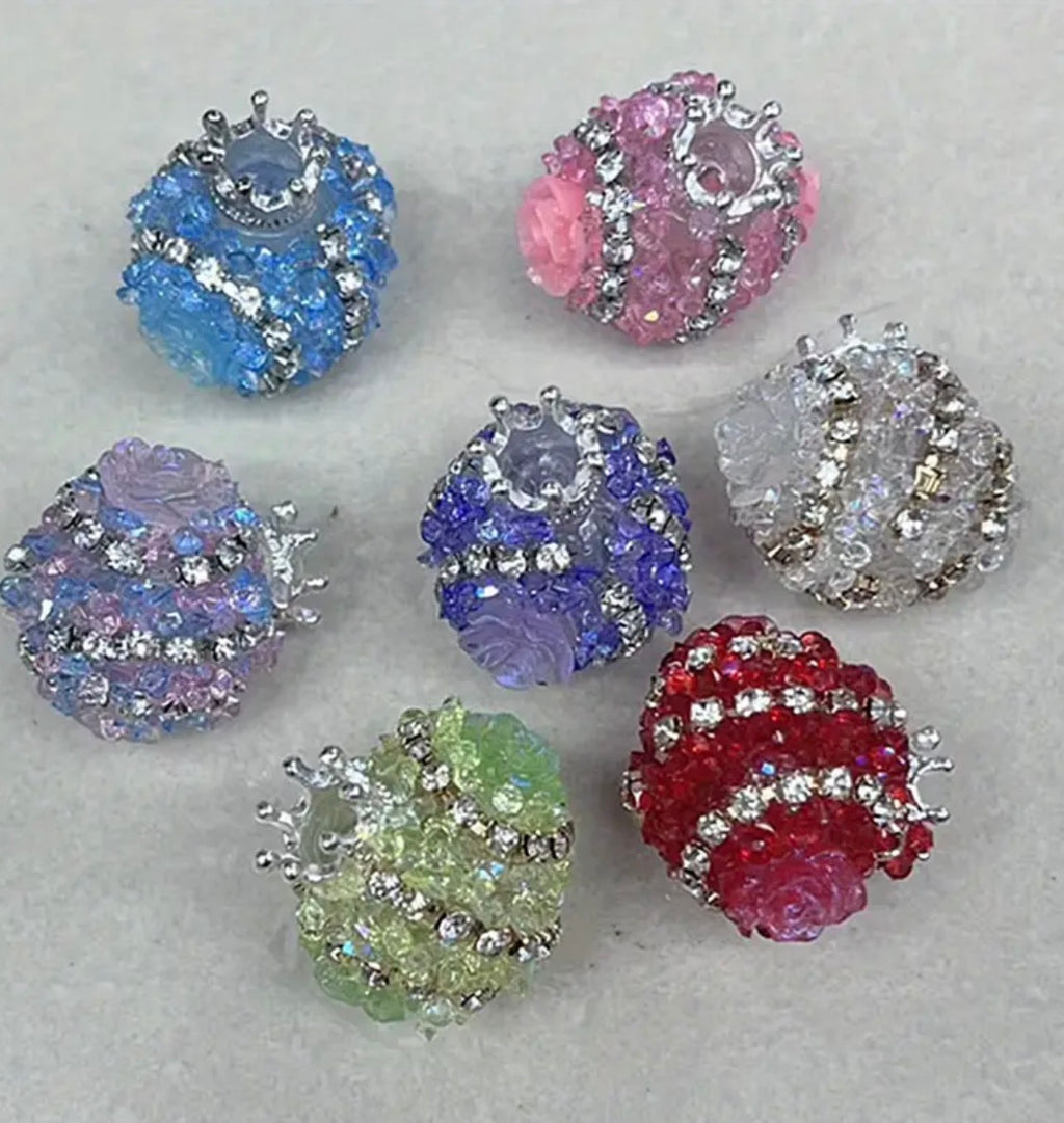 17mm Rhinestone Sugar and Roses  with Crown Fancy Bead (5pcs)