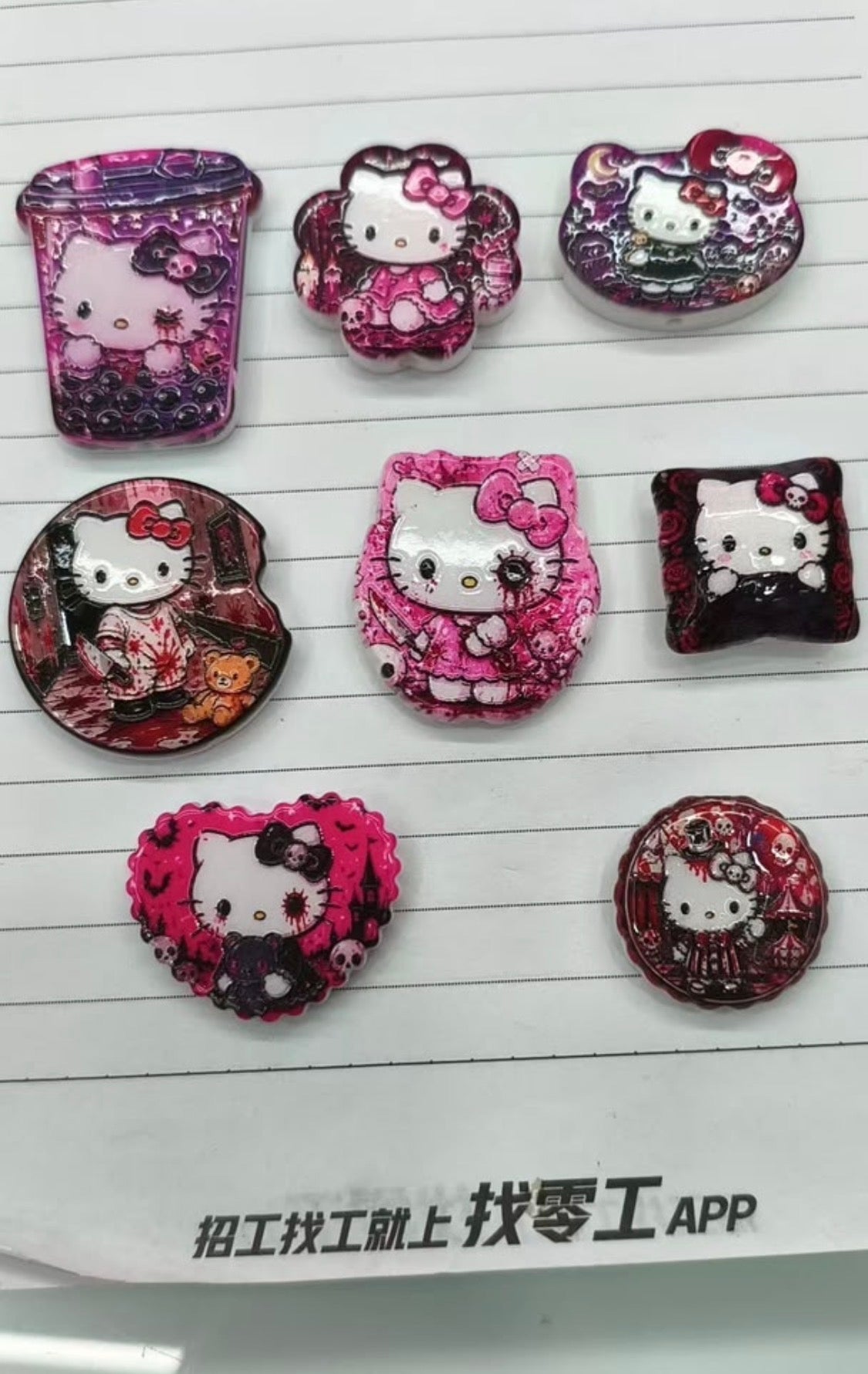 Horror Pink HK Acrylic Large Focal Beads Mix