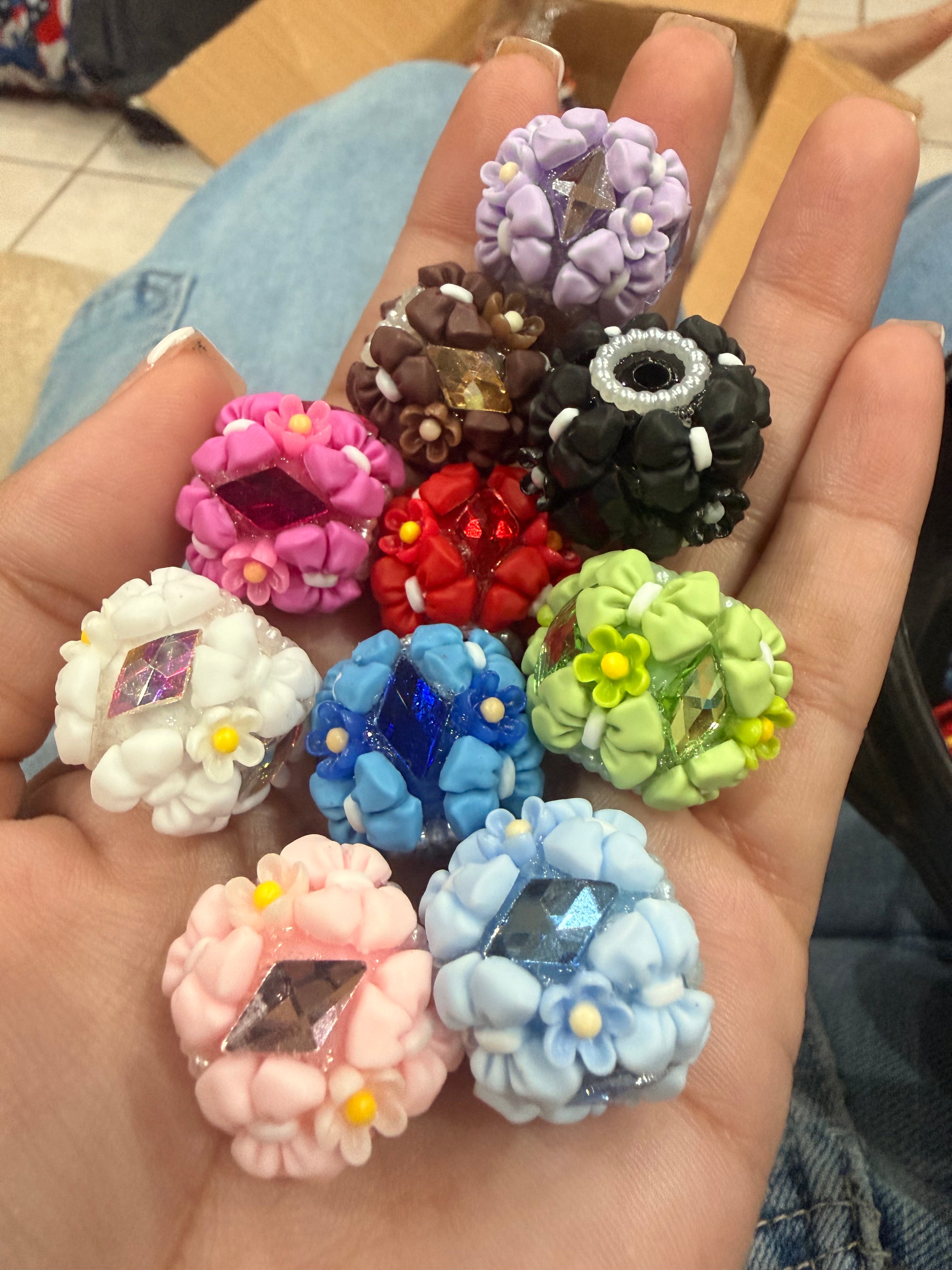 20mm Bow and Diamond Cristal  Beads (5pcs)