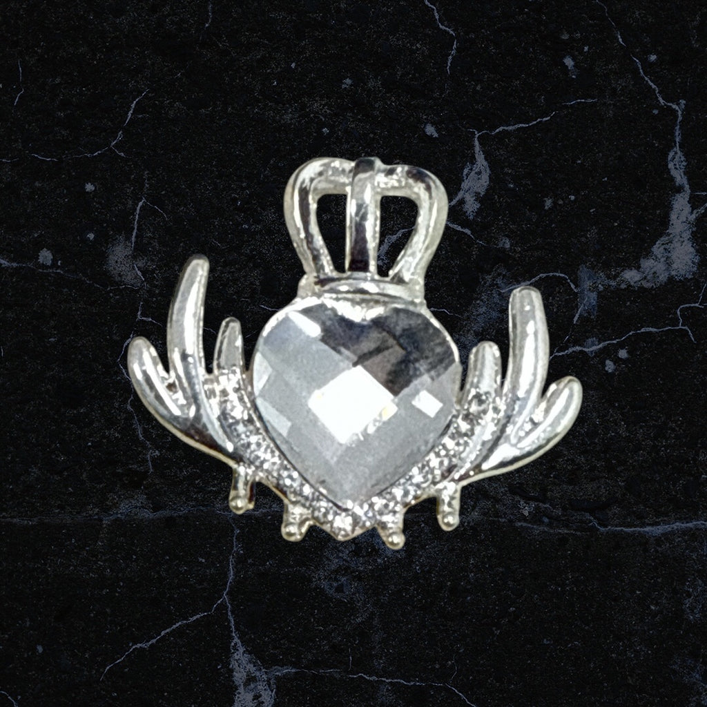 30mm Alloy Crown Rhinestone Hearts-U10