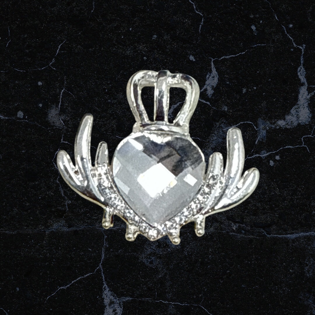 30mm Alloy Crown Rhinestone Hearts-U10
