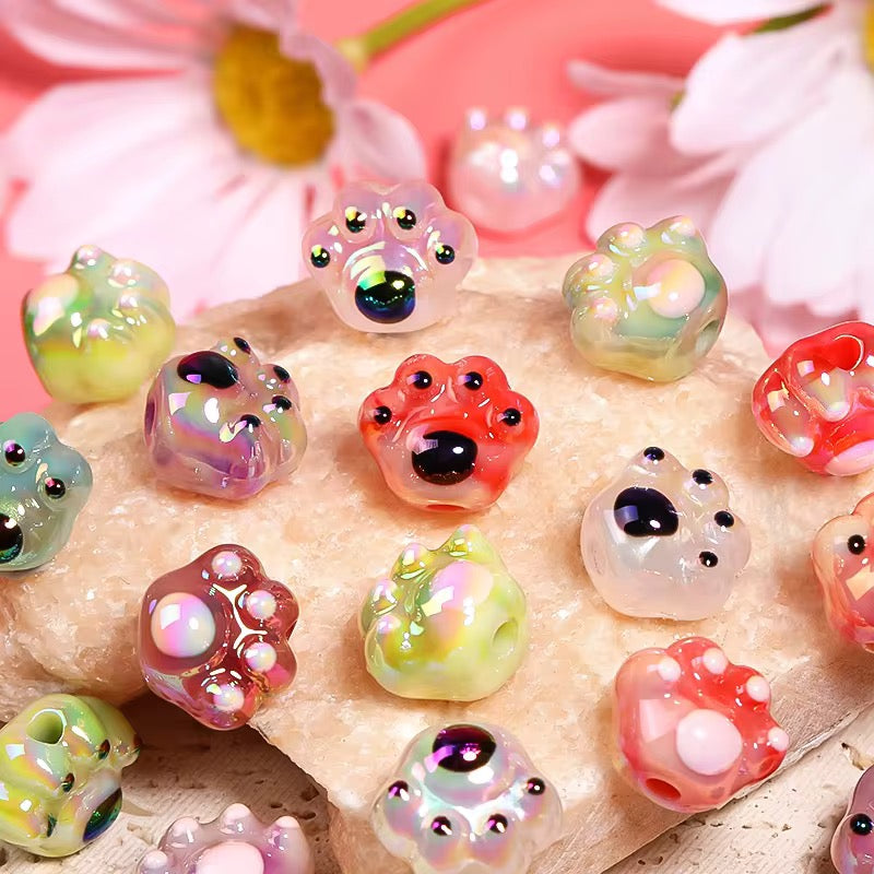 13mm Colorful Paw Print Beads Mix-K7 Main image