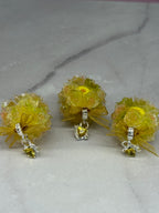 Fancy Rose Beads with Rhinestone Dangle Heart
