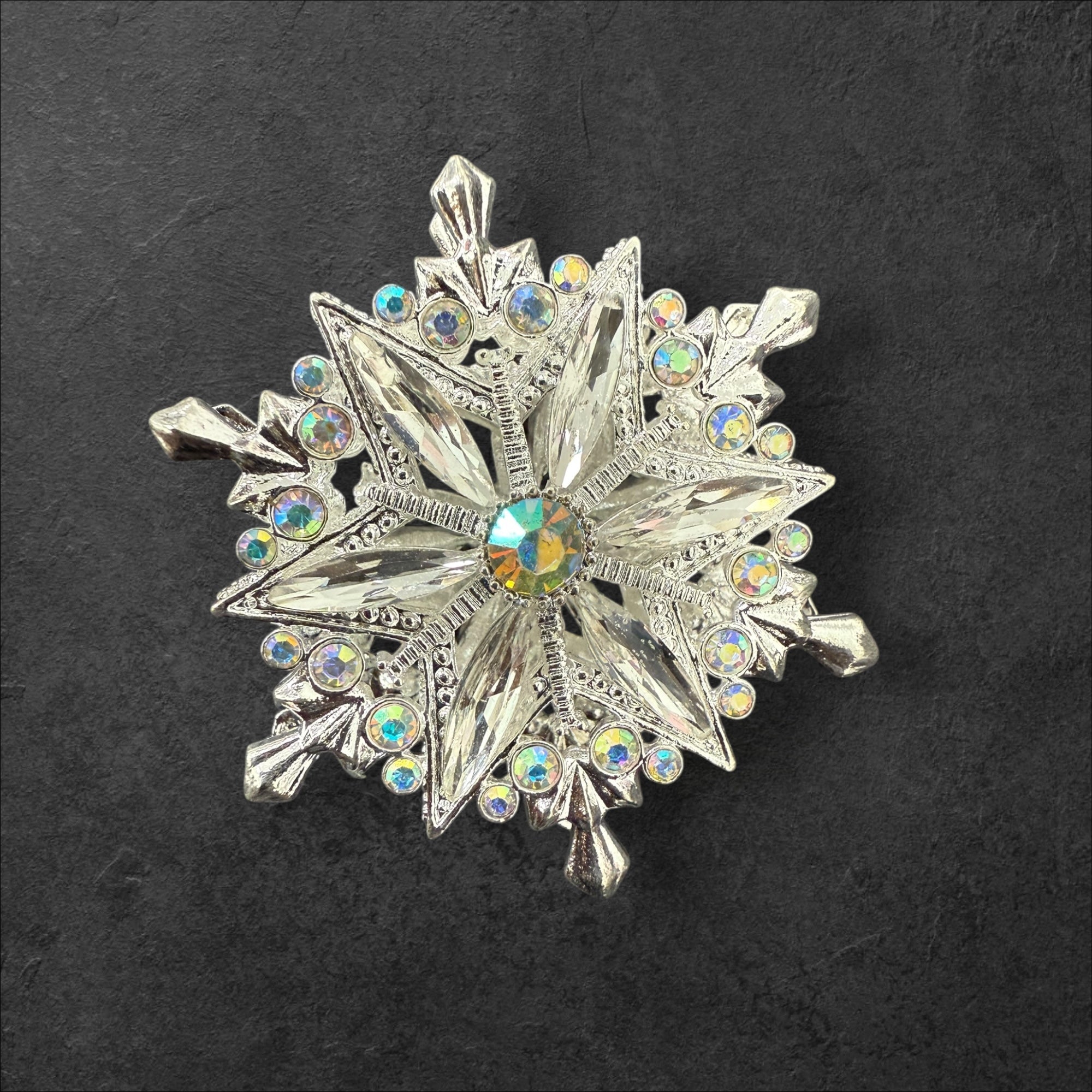 40mm Metal Alloy Snowflake Rhinestone Beads-T4