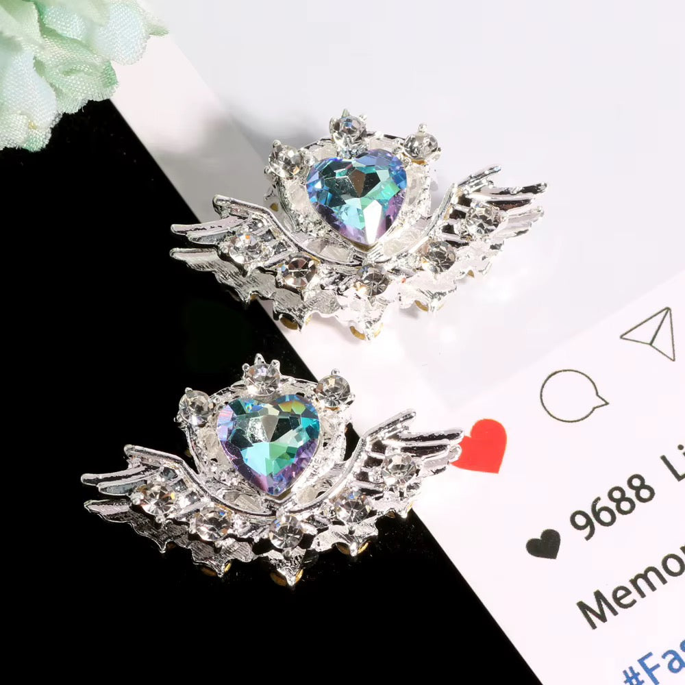 Rhinestone Metal Alloy Heart and Wings-U10