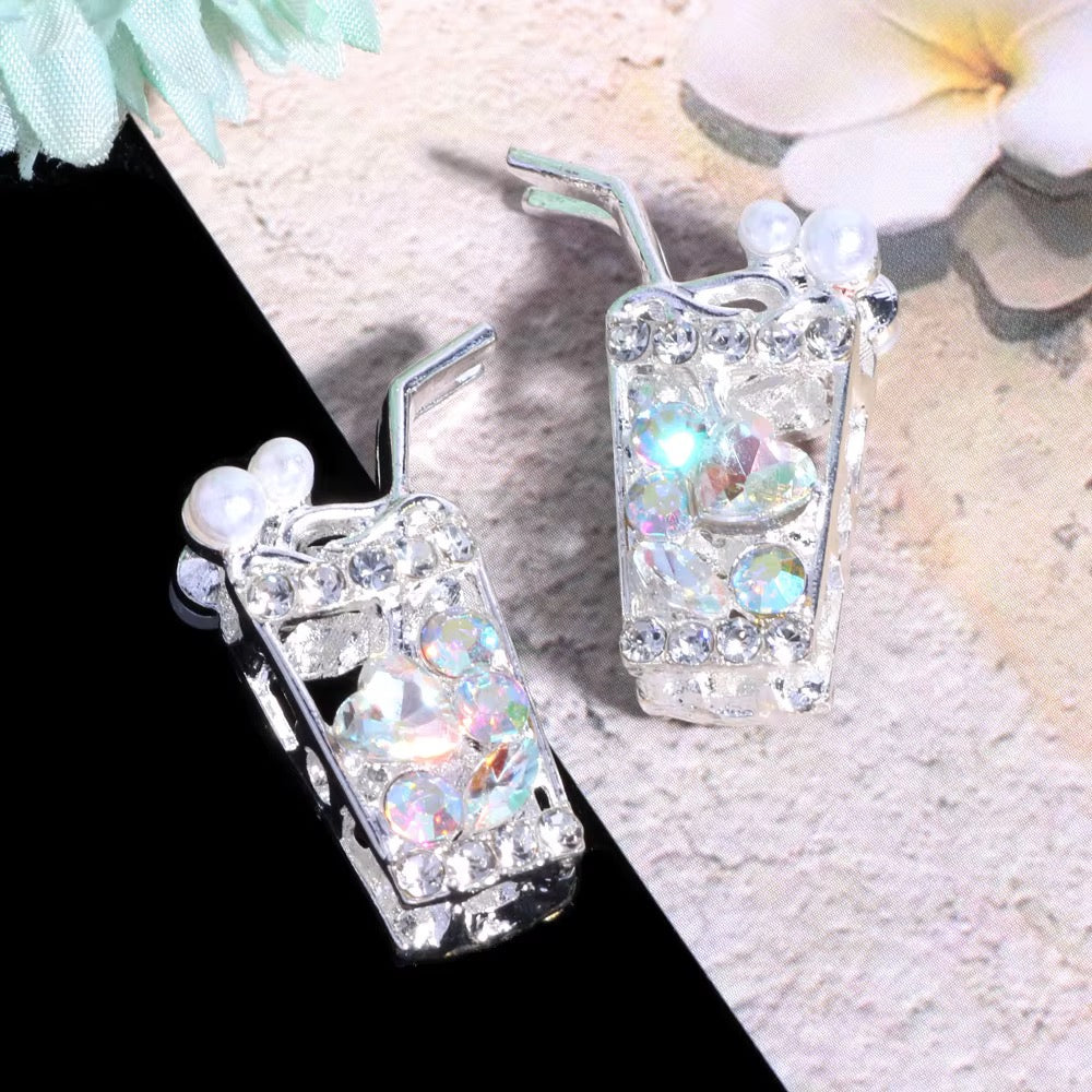 Metal Alloy Drink Cup Rhinestone Beads-U5