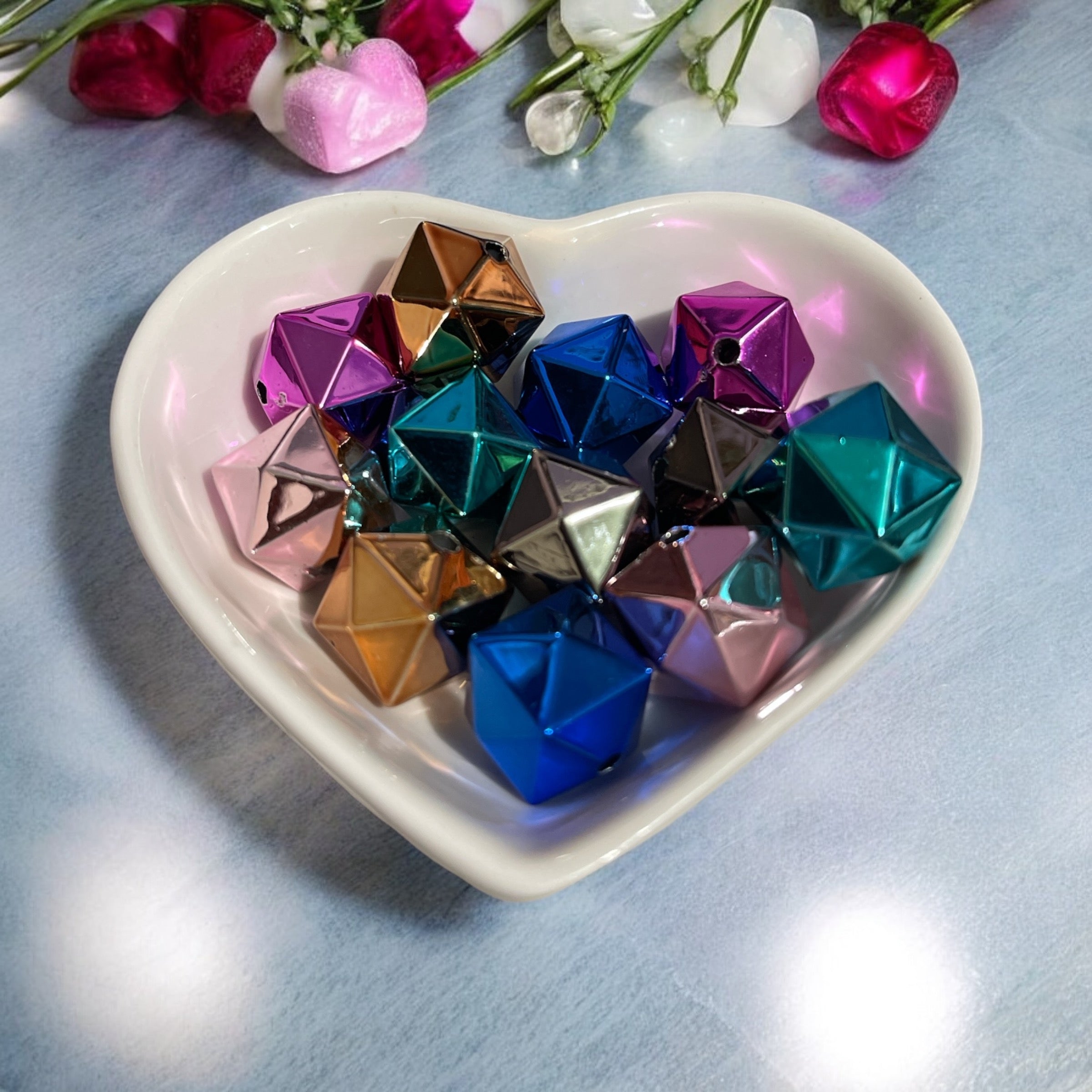 16mm Metalic Hexagon Beads Single Color Main image