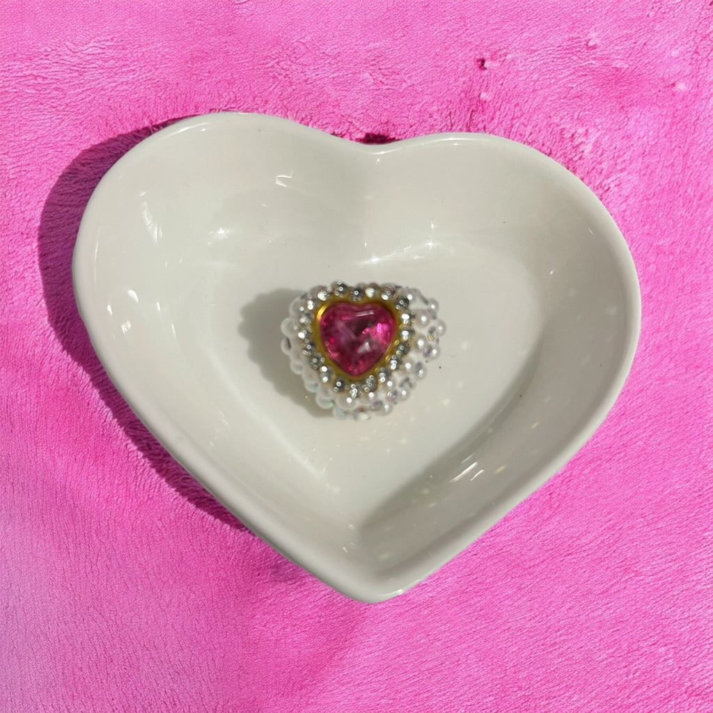20mm Hearts with Rhinestones and Pearls