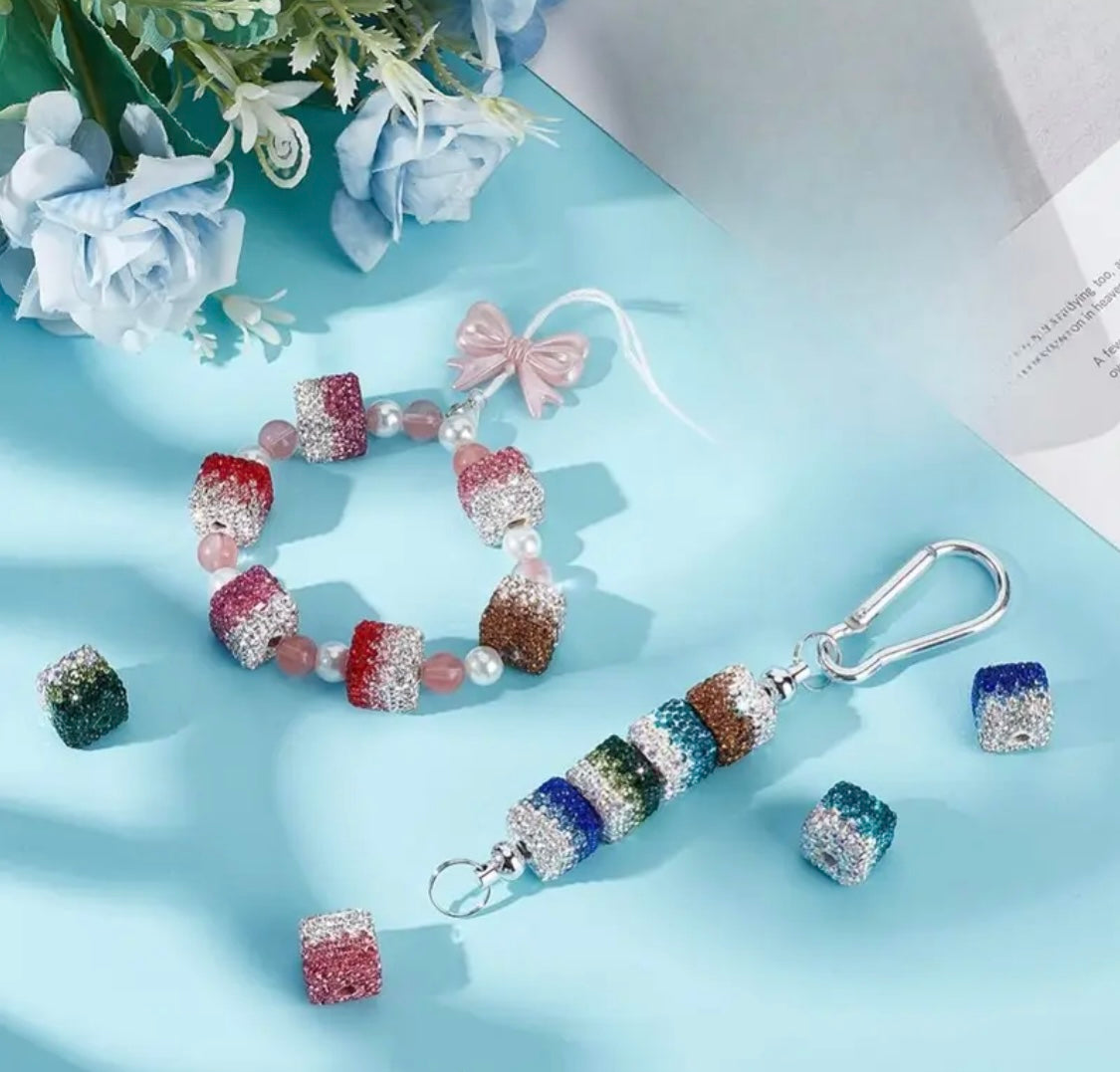 Clay Rhinestone Cube Ombre Color Beads(5 pcs) Secondary image