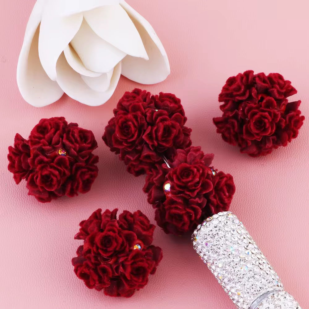 20mm Soft Fuzzy Roses Beads