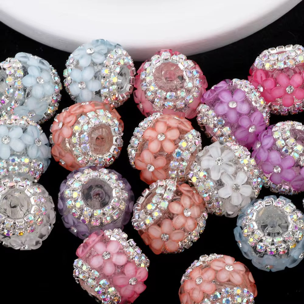 16mm Rhinestone Daisy Flower Fancy Beads (5pcs)