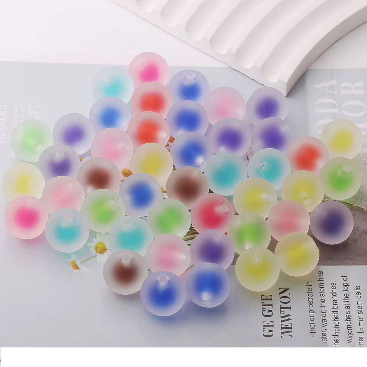 16mm Bright Color Matte Double-layer  Beads