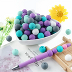 15 mm Silicone Peacock Colored Beads Mix-X5