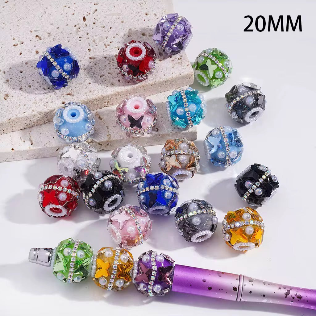 20mm Butterfly Crystal Fancy Rhinestone Beads (5pcs)-W7
