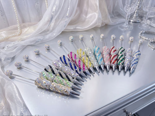Diagonal Rectangle Square Rhinestone Beadable Pens
